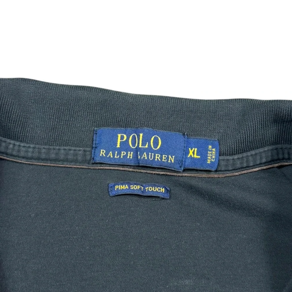 Polo Ralph Lauren‎ Pima Soft Touch Black Long Sleeve Polo Shirt Men's XL FLAW